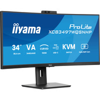 iiyama ProLite XCB3497WQSNPH-B1, LED-Monitor 86.4 cm (34 Zoll), schwarz (matt), UWQHD, VA, Curved, KVM, USB-Hub, USB-C, Webcam, 120Hz Panel