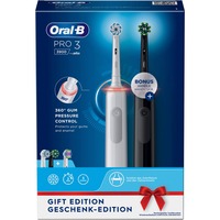 Braun Oral-B Pro 3 3900 Geschenk Edition, Elektrische Zahnbürste weiß/schwarz, inkl. 2. Handstück