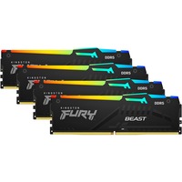 Kingston FURY DIMM 128 GB DDR5-5600 (4x 32 GB) Quad-Kit, Arbeitsspeicher schwarz, KF556C40BBAK4-128, FURY Beast RGB, INTEL XMP