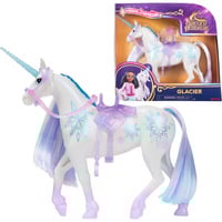 Spin Master Unicorn Academy - Einhorn Glacier, Spielfigur 28 cm groß, mit echter Mähne und Schweif, abnehmbarem Zaumzeug, Sattel und Bürste