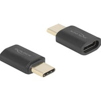 DeLOCK USB4 Gen 3x2 Adapter USB-C Stecker > Buchse 40Gbps 8K 60Hz anthrazit, PD 3.1 bis zu 240 Watt, Portschoner