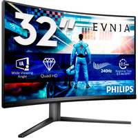 Philips Evnia 32M2C5500W, Gaming-Monitor 80 cm (31.5 Zoll), anthrazit, QHD, VA, Curved, USB-Hub, 240Hz Panel