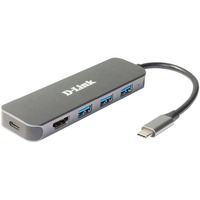D-Link DUB-2333, Dockingstation silber, USB-A, USB-C, HDMI