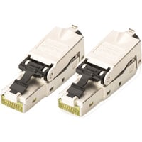 Digitus CAT 6A Feldstecker STP Staubkappe/Knickschutz, 2 Stück silber