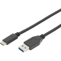 Digitus USB 3.2 Gen 2 Anschlusskabel USB-A > USB-C schwarz, 1 Meter, PD, Laden mit bis zu 15 Watt