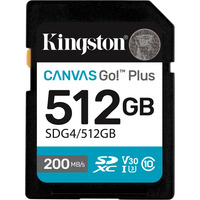 Kingston Canvas Go! Plus 512GB SDXC, Speicherkarte schwarz, UHS-I U3, Class 10, V30