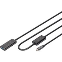 Digitus Aktives USB 3.2 Gen 1 Verlängerungskabel, USB-C Stecker > USB-A Buchse schwarz, 10 Meter, Repeater Kabel