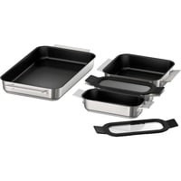 Bosch Pro Induction Flex Pfannen-Set HEZ9FF040, 4-teilig edelstahl/schwarz, 1x groß, 1x medium, 2x klein mit Glasdeckel