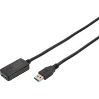 Digitus Aktives USB 3.2 Gen 1 Verlängerungskabel, 5 Meter schwarz, Repeater Kabel