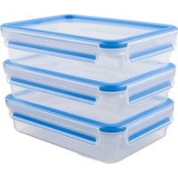 Emsa CLIP & CLOSE Frischhaltedosen 1,2 Liter transparent/blau, rechteckig, 3 Stück