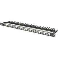Digitus Modulares High Density Patchpanel, 24-Port, Rack Mount, geschirmt schwarz, 0,5 HE, für Keystone-Module, mit Beschriftungsfeld