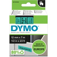 Dymo D1 ORIGINAL Schriftband, schwarz auf grün, 12mm x 7m schwarz, S0720590  