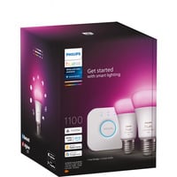 Philips HUE White & Color Ambiance Starter-Set: E27 Smarte Lampe A60 Doppelpack, LED-Lampe 