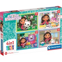 Clementoni Supercolor 4 in 1 - DreamWorks Gabby's Dollhouse, Puzzle 4 Puzzle (12-24 Teile)
