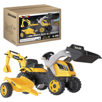 Smoby Traktor Builder Max mit Anhänger, Kinderfahrzeug gelb