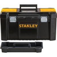 Stanley Kunststoffbox Essential, 19", Werkzeugkiste schwarz/gelb, mit Organizer u. Metallschließen
