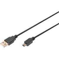 Digitus USB 2.0 Anschlusskabel USB-A (Stecker) > Mini-USB (Stecker) schwarz, 3 Meter