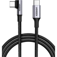 UGREEN 100W USB-C auf USB-C Ladekabel (Winkel 90 Grad) schwarz, 1 Meter, PD 100 Watt, 1x Winkelstecker