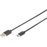 Digitus USB 2.0 Anschlusskabel USB-A > USB-C schwarz, 1 Meter, PD, Laden mit bis zu 15 Watt