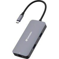 Verbatim USB-C Pro Multiport-Hub CMH-05, 5 Port, Dockingstation grau, HDMI, RJ-45, 2x USB-A, USB-C PD