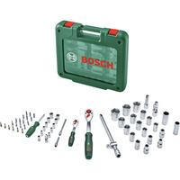 Bosch Heimwerken & Garten 1/4" + 1/2" Ratschen Set mit Steckschlüsseln, 60-teilig grün, Drehmoment bis 768 Nm, im Koffer