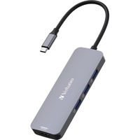 Verbatim USB-C Pro Multiport-Hub CMH-08, 8 Port, Dockingstation grau, 2x HDMI, 3x USB-A, USB-C PD, SD, microSD