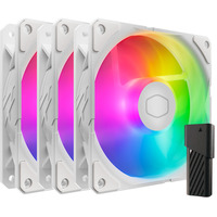 Cooler Master SickleFlow Edge 120 ARGB White Edition Fan Kit, Gehäuselüfter weiß, 3er-Pack, mit A1 Mini LED Controller, 120 mm