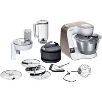 Bosch Home MUM5XW20 Küchenmaschine weiß/champagner, 1.000 Watt, integrierte Waage, Timer, Serie 4