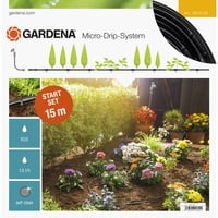 GARDENA Micro-Drip-System Start-Set Pflanzreihen S, Tropfsystem schwarz, 15 Meter