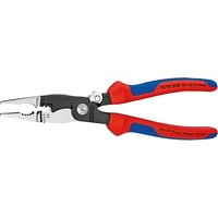 KNIPEX Elektro-Installationszange 13 92 200  rot/blau, schlanke Bauform, geschraubtes Gelenk, aktive Sperrklinge