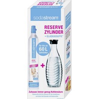 SodaStream Reserve CO₂-Zylinder 60L + 1 Glaskaraffe, für Wassersprudler mit Schraubsystem