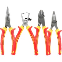 Stanley Zangen-Set VDE FATMAX, 4-teilig gelb/schwarz, Kombizange, Seitenschneider, Abisolierzange, Spitzzange