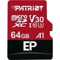 Patriot EP 64 GB microSDXC, Speicherkarte schwarz/rot, UHS-I U3, Class 10, V30, A1