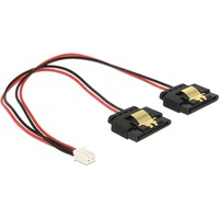 DeLOCK 2Pin Buchse > 2x SATA 15Pin Buchse, Y-Kabel schwarz/rot, 20cm