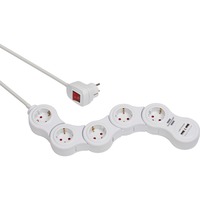 Brennenstuhl Vario Power Bewegliche Steckdosenleiste 5-fach weiß, 1,4 Meter, 2x USB