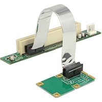 DeLOCK Riser Karte Mini PCI Express > 1 x PCI, Riser Card mit flexiblem Kabel 13 cm links gerichtet