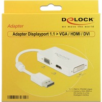DeLOCK Adapter Displayport > VGA / HDMI /DVI-D weiß, 16cm