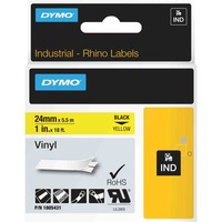 Dymo Rhino Vinylband 1805431, Schriftband 24 mm, schwarz auf gelb