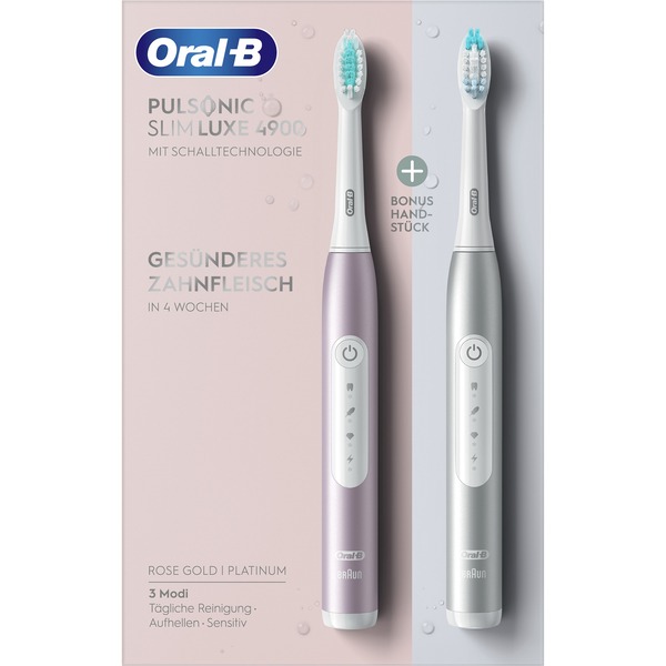 Braun Oral-B Pulsonic Slim Luxe 4900, električna zobna ščetka rose gold/platinum, vklj. 2. ročnik