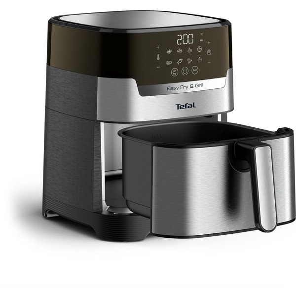 Tefal 2-v-1 Easy Fry & Grill Deluxe EY 505D, cvrtnik na vroč zrak nerjaveče jeklo/črna