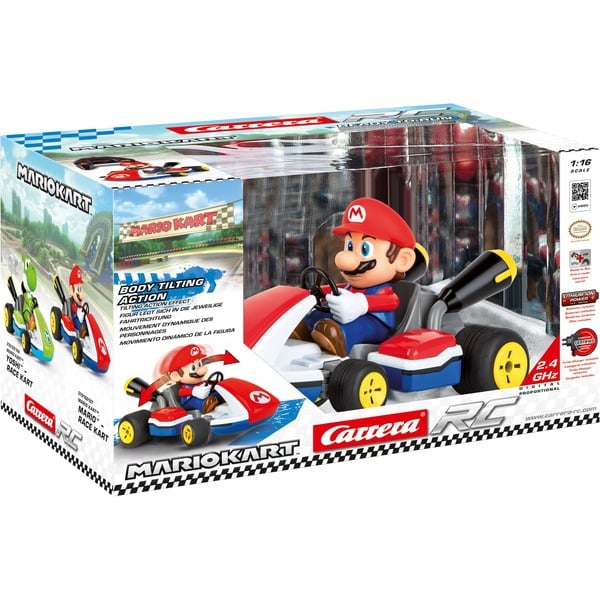 Carrera RC Mario Kart - Mario Race Kart z zvokom rdeče/modre barve, 1:16