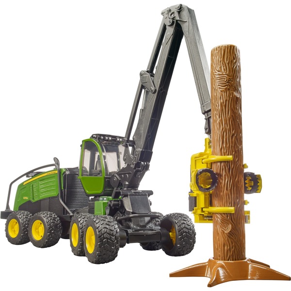 bruder John Deere 1270G Harvester, model vozila zeleno/črn, vključno z deblom