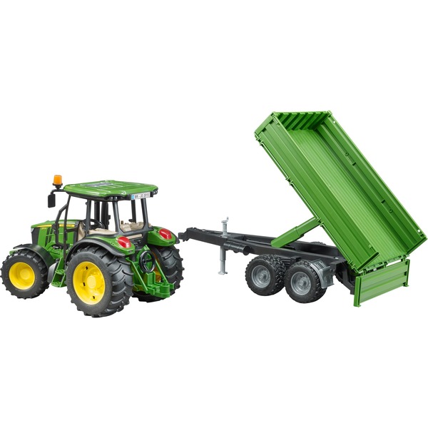 brat John Deere 5115M, model vozila zeleno/rumena, s stransko prikolico