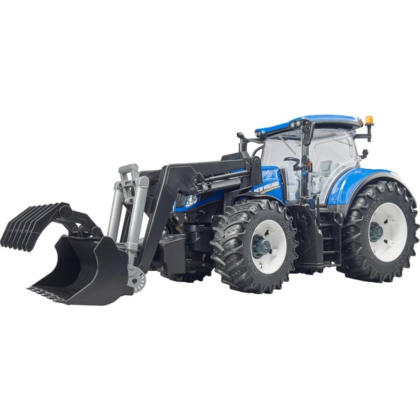 bruder New Holland T7.315, modelno vozilo modro/sivo, s čelnim nakladalnikom