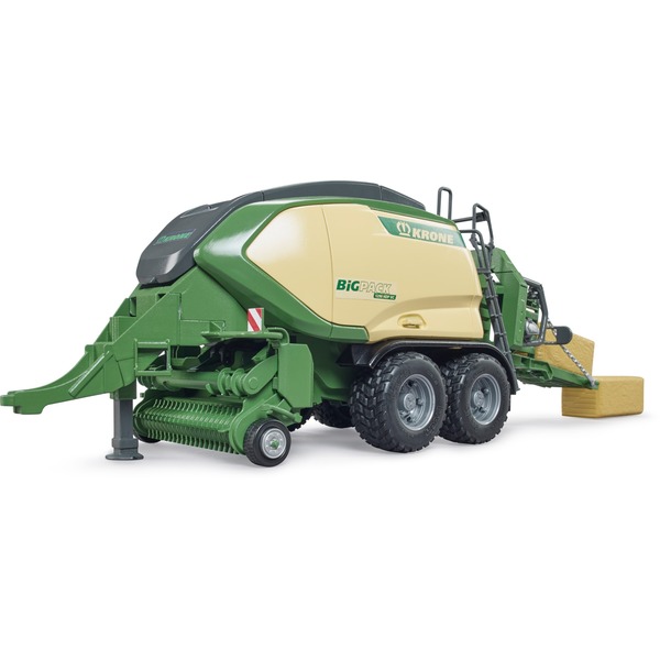 bruder Krone Big Pack 1290HDP VC, modelno vozilo zelene barve, z 2 kvadratnima balama