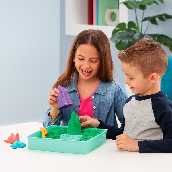 Kinetični pesek Spin Master - Set za peskovnik zelen, pesek za igro 454 gramov peska
