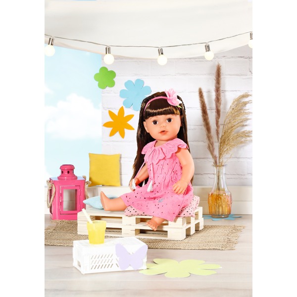 ZAPF Creation BABY born® trend cvetlična obleka 43 cm, obleka za punčke in trak za lase, vključno z obešalnikom