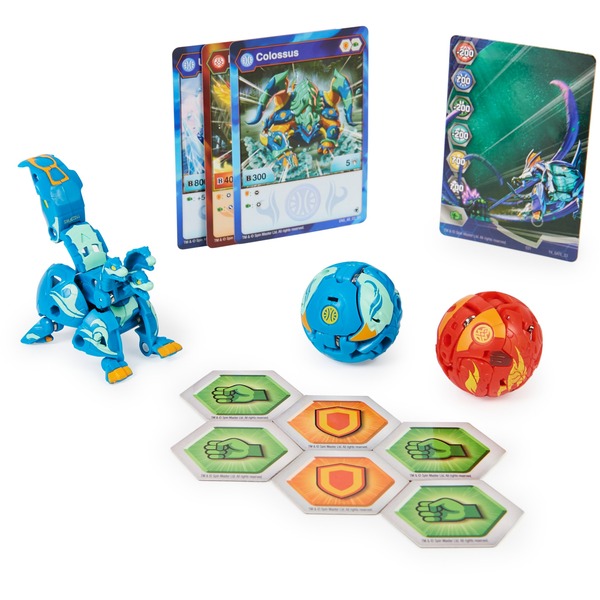 Začetni paket Spin Master Bakugan Evolutions s 3 Bakugani, spretnostno igro z Ultra Aquos Howlkor, Basic Pyrus Pegatrix, Basic Aquos Colossus