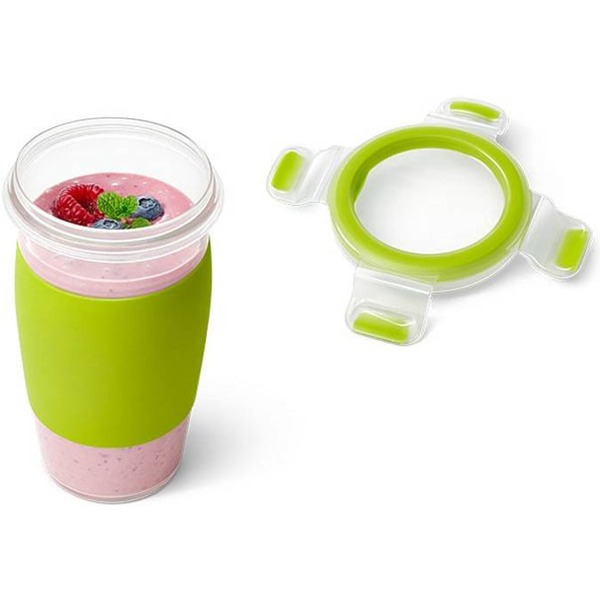 Emsa CLIP & GO Smoothie Mug, zelena/prozorna skodelica, 450 ml