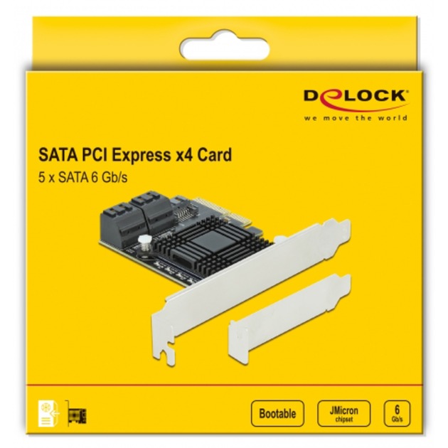 DeLOCK PCIe 5P SATA x4 LP, Schnittstellenkarte